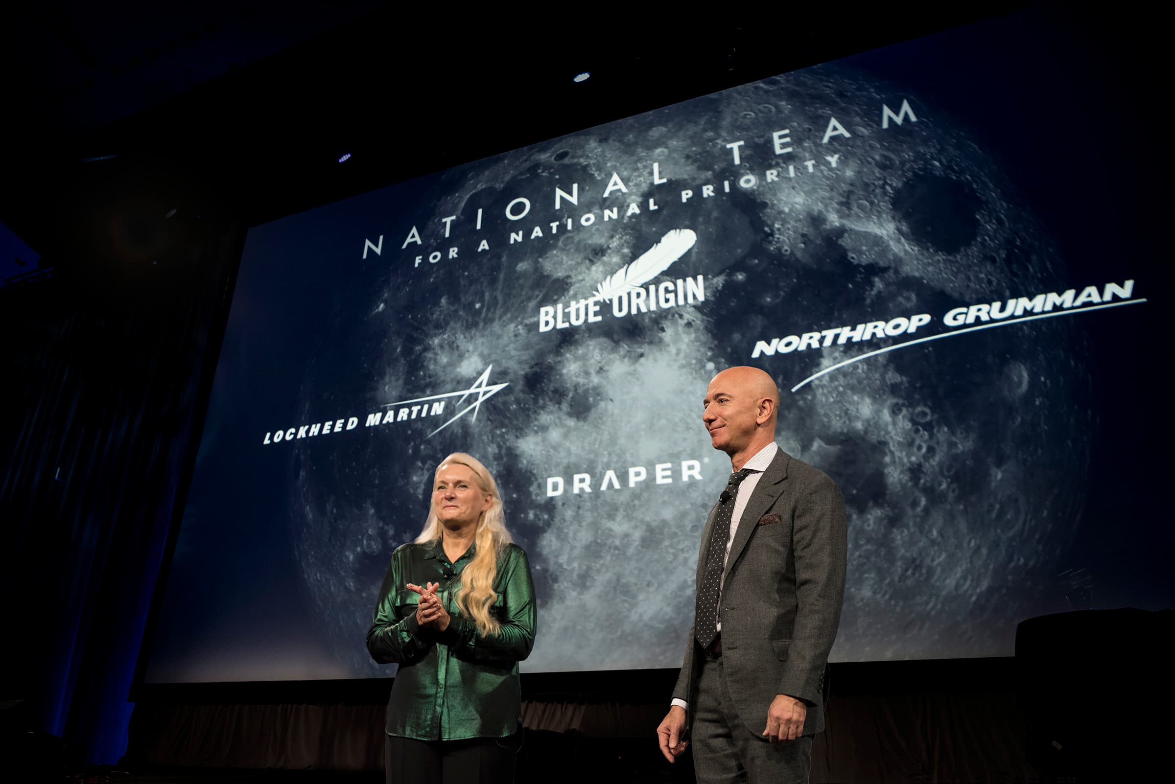 Blue Origin Founder Jeff Bezos announces the members of the National Team for NASA's Artemis Human Landing System.