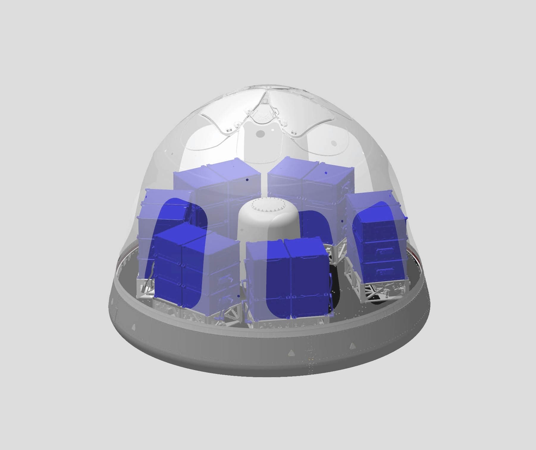 A diagram of the interior of New Shepard's crew capsule.